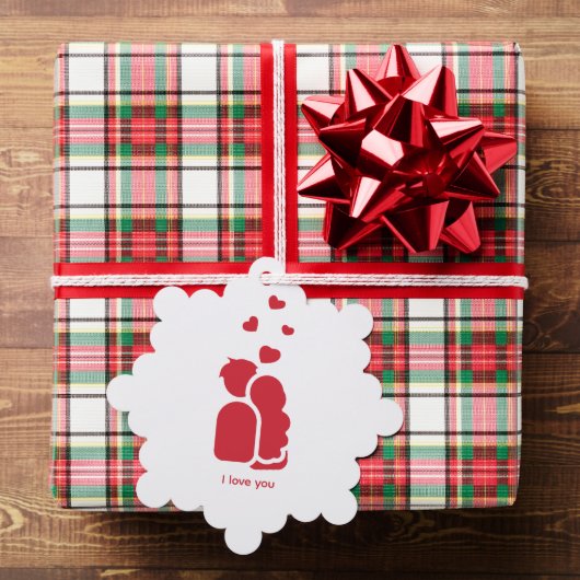 Angepasste Marke Red White Simple Couple and Heart Ornament Karte (Insitu (Geschenk))