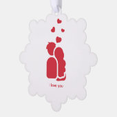 Angepasste Marke Red White Simple Couple and Heart Ornament Karte (Linke Ecke)