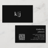 Angepasste minimale moderne Monogramm QR Visitenkarte (Vorne/Hinten)