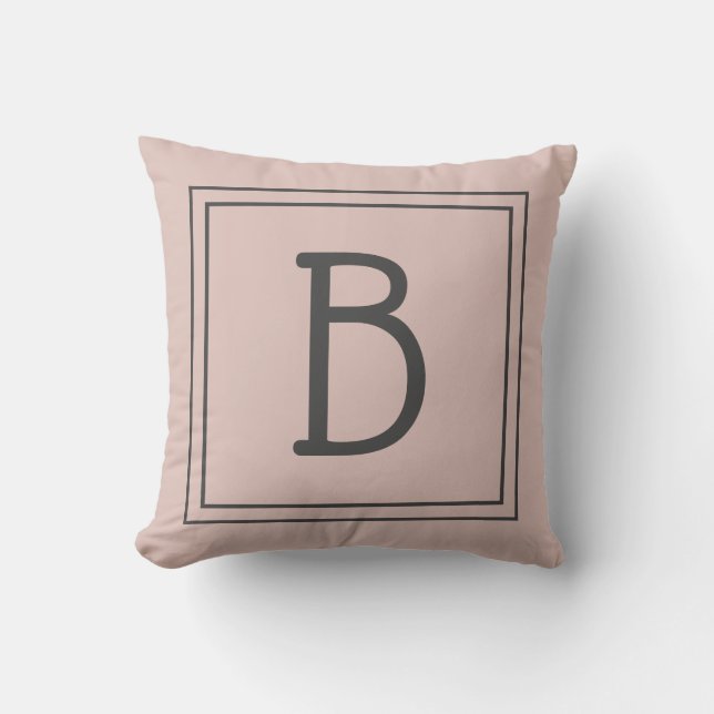 Angepasste Mit Monogramm, trendy Rustikal rosa Gra Kissen (Vorderseite)