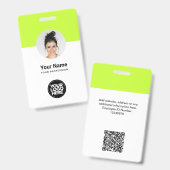 Angepasste Mitarbeiter Moderne ID-Karte Säure Grün Ausweis (Vorder- & Rückseite)