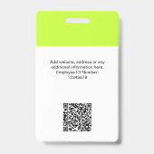 Angepasste Mitarbeiter Moderne ID-Karte Säure Grün Ausweis (Rückseite)