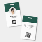 Angepasste Mitarbeiter Modernes ID Card Green QR A Ausweis (Vorder- & Rückseite)