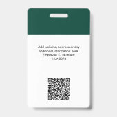 Angepasste Mitarbeiter Modernes ID Card Green QR A Ausweis (Rückseite)