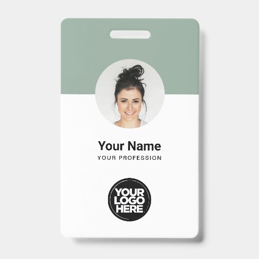 Angepasste Mitarbeiter Modernes ID Card Sage Green Ausweis (Vorderseite)