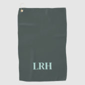 Angepasste moderne, einfache Monogramm-Grün Golfhandtuch (Vorderseite)