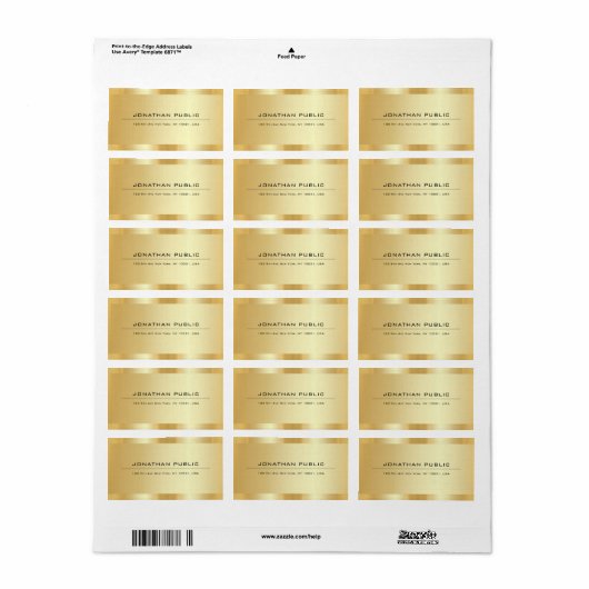Angepasste moderne, elegante Template-Gold-Adresse Adressaufkleber (Vorne)