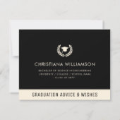 Angepasste moderne, fette Abschluss-Beratung & Wün Mitteilungskarte (Rückseite)