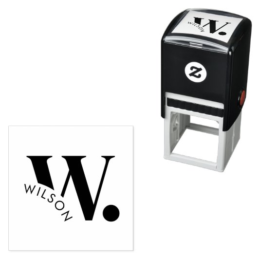 Angepasste moderne, fette Monogramm und Nachname Permastempel (Beispiel)