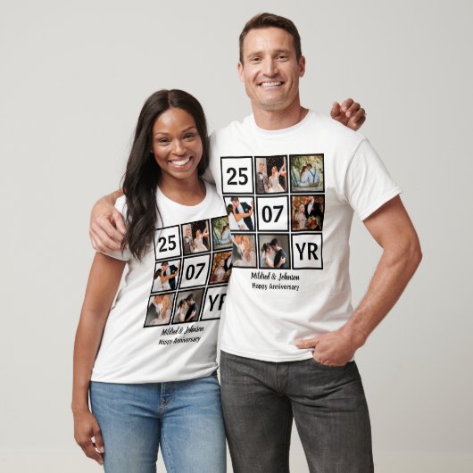 Angepasste moderne Hochzeitstag 6 FotoCollage T-Shirt (Unisex)