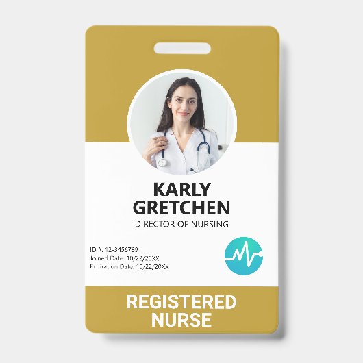 Angepasste moderne Krankenhausmitarbeiter Foto-ID  Ausweis (Vorderseite)