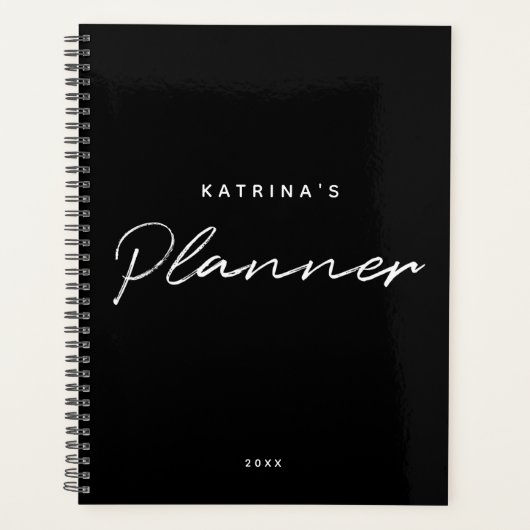 Angepasste moderne Schwarz-weiße Minimalistische S Planer (Vorderseite)