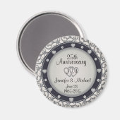 Angepasste Monogramm 25. Jahrestag Magnet (Vorderseite/Rückseite)