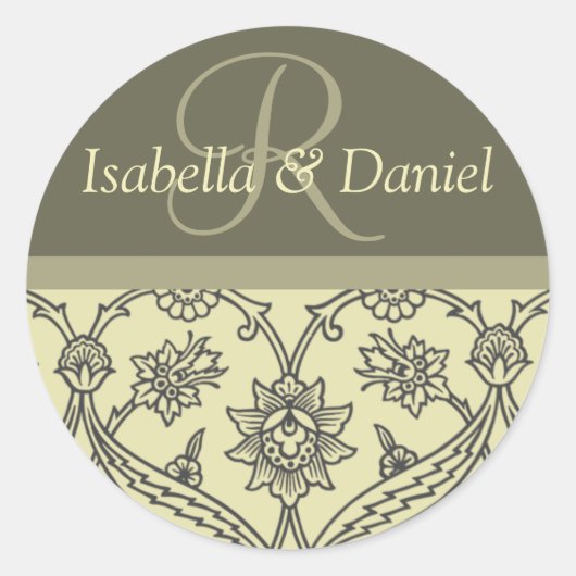Angepasste Monogramm-Aufkleber für Umschläge Runder Aufkleber (Vorderseite)