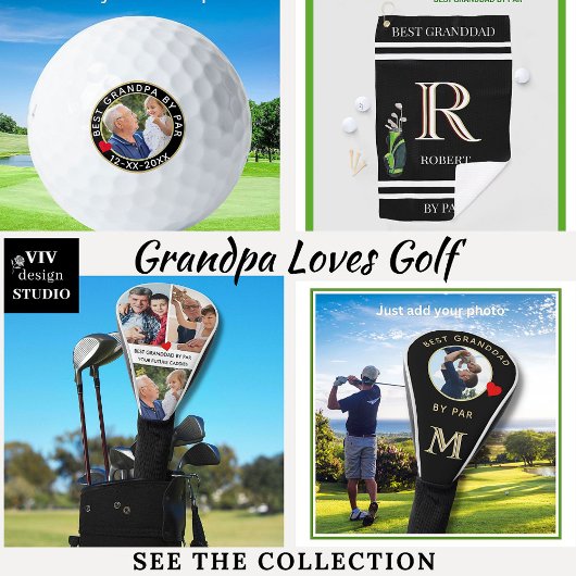 Angepasste Monogramm Name Best Granddad by Par Golf Headcover