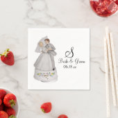Angepasste Monogramm Name Datum Bräune Hochzeit Na Serviette (Beispiel)