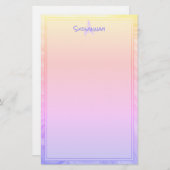Angepasste monogramm Regenbogen Lila rosa Orangeng Briefpapier (Vorne/Hinten)