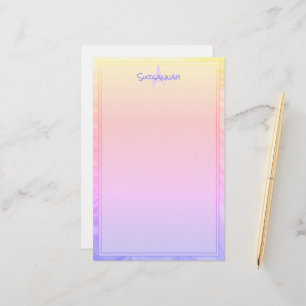 Angepasste monogramm Regenbogen Lila rosa Orangeng Briefpapier