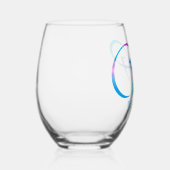 Angepasste Monogramm "W" Name Abstrakt Spring Blue Weinglas Ohne Stiel (Rechts)