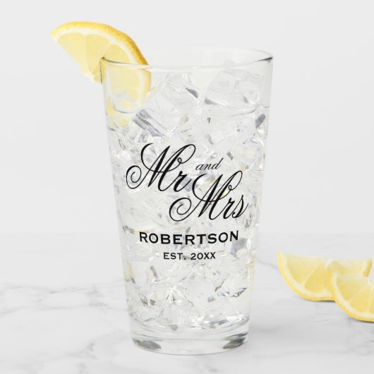 Angepasste Mr. und Mrs. Hochzeitbrille für frische Glas (Vorderseite Ice)