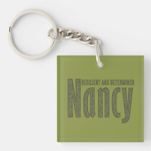 Angepasste "Nancy" Name Dark Army Green Camouflage Schlüsselanhänger (Vorderseite)