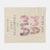 Angepasste neue Mama Baby Name Geburtsdatum Sand B Fleecedecke (Vorderseite (Horizontal))