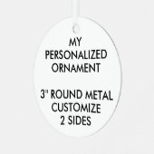 Angepasste Personalisiert 3" RUNDMETALLORNATION Ornament Aus Metall (Vorderseite links)