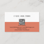 Angepasste Persönliche Trainer-Tagline QR Orange Visitenkarte (Rückseite)