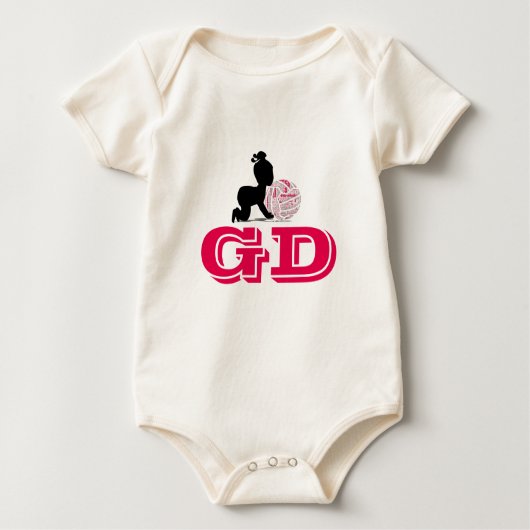 Angepasste Position des Netball-Players Baby Strampler (Vorderseite)