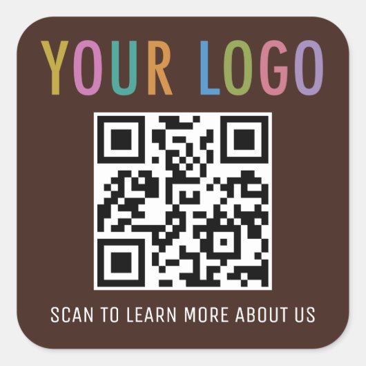 Angepasste QR-Code-Aufkleber mit Logoschokolade br Quadratischer Aufkleber (Vorderseite)
