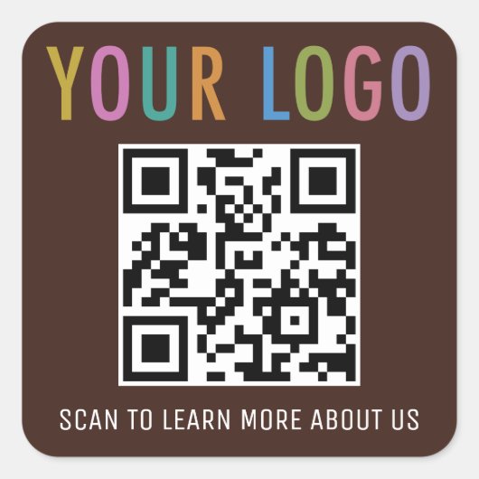 Angepasste QR-Code-Aufkleber mit Logoschokolade br Quadratischer Aufkleber (Vorderseite)