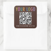 Angepasste QR-Code-Aufkleber mit Logoschokolade br Quadratischer Aufkleber (Tasche)