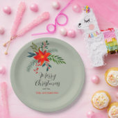 Angepasste Red Poinsettia Frohe Weihnachten Pappteller (Party)