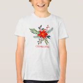 Angepasste Red Poinsettia Frohe Weihnachten Tri-Blend Shirt (Vorderseite)