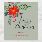 Angepasste Red Poinsettia Frohe Weihnachten Weinetikett (Einzelnes Label)