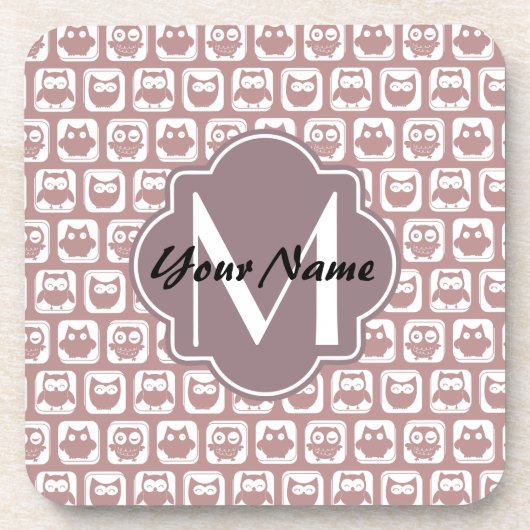 Angepasste rosa Owls, Personalisiert Untersetzer (Vorderseite)
