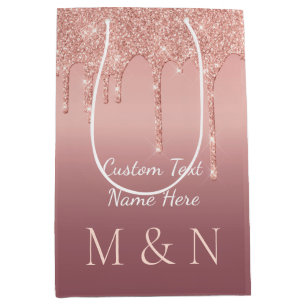 Angepasste Rose des Buchstabennamens Gold-Hochzeit Mittlere Geschenktüte