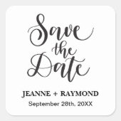 Angepasste Save the Date-Hochzeitserklärung Quadratischer Aufkleber (Vorderseite)