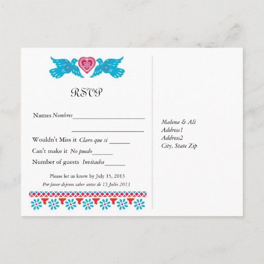 Angepasste Save the Date Postkarte (Rückseite)