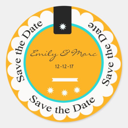Angepasste Save the Date Round Stickers (Vorderseite)