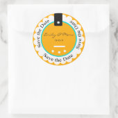 Angepasste Save the Date Round Stickers (Tasche)