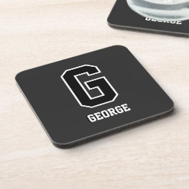 Angepasste Schwarz-weiße Personalisierte Monogramm Getränkeuntersetzer