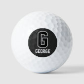 Angepasste Schwarz-weiße Personalisierte Monogramm Golfball (Vorderseite)