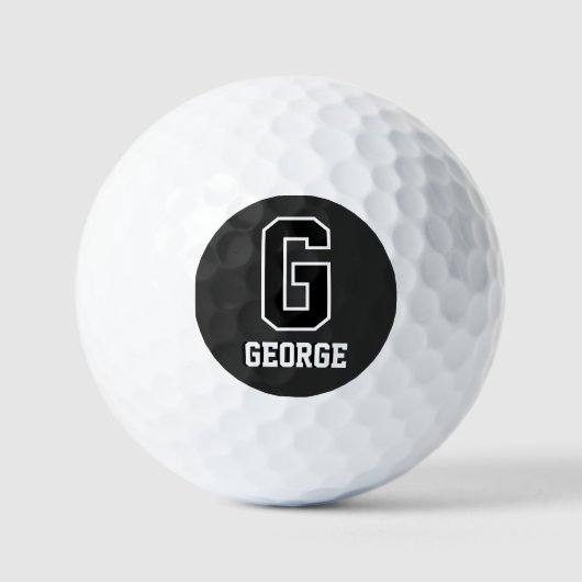 Angepasste Schwarz-weiße Personalisierte Monogramm Golfball (Vorderseite)