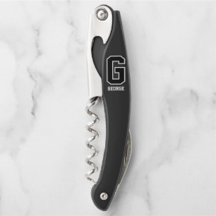 Angepasste Schwarz-weiße Personalisierte Monogramm Kellnermesser