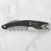 Angepasste Schwarz-weiße Personalisierte Monogramm Kellnermesser (Rückseite)