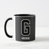 Angepasste Schwarz-weiße Personalisierte Monogramm Tasse (Links)