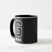 Angepasste Schwarz-weiße Personalisierte Monogramm Tasse (Vorderseite Links)
