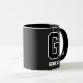 Angepasste Schwarz-weiße Personalisierte Monogramm Tasse (VorderseiteRechts)