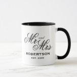 Angepasste Tasse für frisch gezapfte Kaffee<br><div class="desc">Angepasste Tasse von Mr. und Mrs.
Auch gut für Verlobung oder Jubiläumsfeier geeignet.
Stilvolle Tasse mit Schwarz-Weiß-Farben und Schriftzeichen-Vorlage.
Geben Sie Ihr eigenes Datum und Ihren eigenen Nachnamen ein.</div>